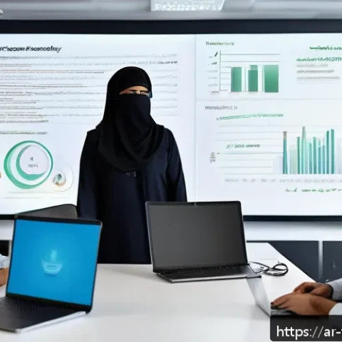 Home 31 사이버 보안 인식 교육의 중요성 - A professional Middle Eastern office environment showing a diverse group of Arabic-speaking employee...