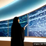 클라우드 환경에서의 보안 관리 - Photorealistic modern cybersecurity operations center in Riyadh, a Saudi Arab woman in modest profes...