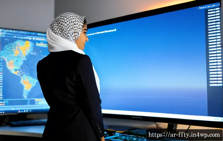 클라우드 컴퓨팅 보안 과제 - Photorealistic modern cybersecurity operations room in a Gulf-region technology office, Arab female ...